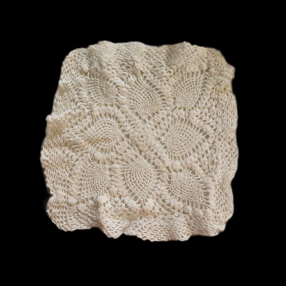 Square, Cream Colored Vintage Doily B10